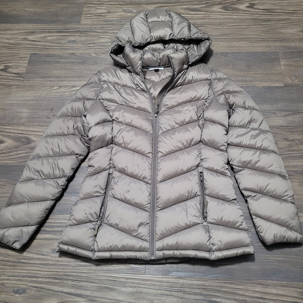 Charter Club Women's Taupe Puffer Jacket Size S Packable Full Zip Taupe - Picture 2 of 6